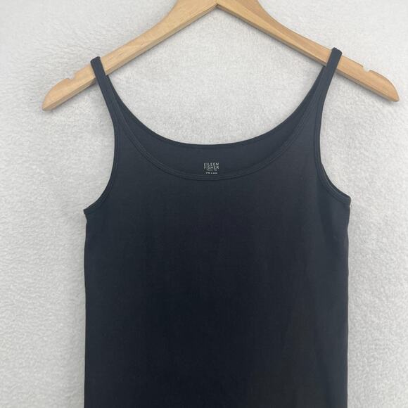 EILEEN FISHER Tank Top PS Organic Cotton Ribbed Jersey Cami Scoop Neck Black - Picture 3 of 13